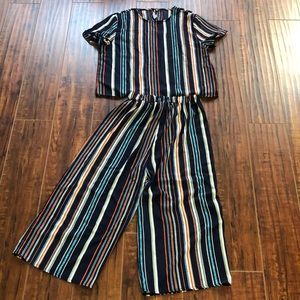 NBW Coordinate Set - stripe crop & culottes M/L